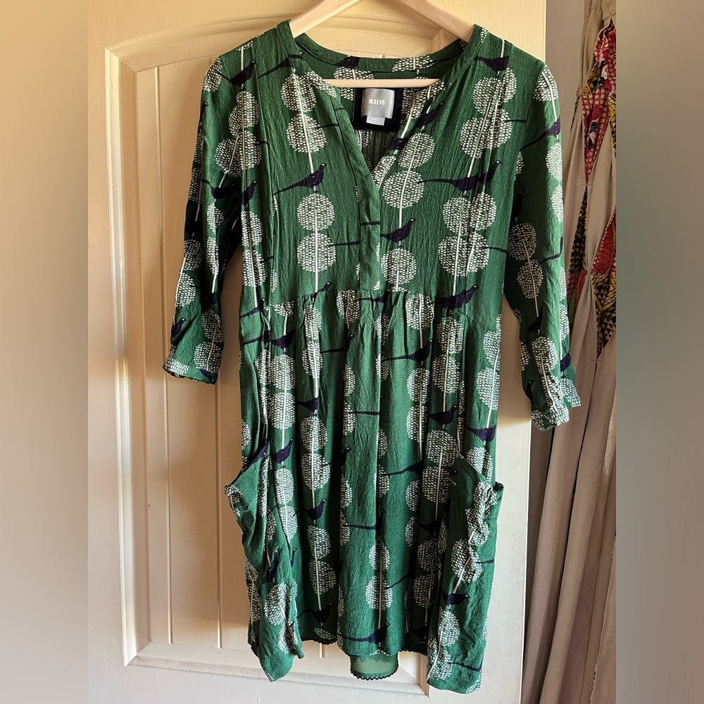 Anthropologie Maeve Devery Bird Dress Small Excellent cond!